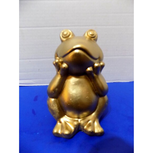 NEW Gold Frog Figurine Statue Frogs Plaster - Picture 3 of 6
